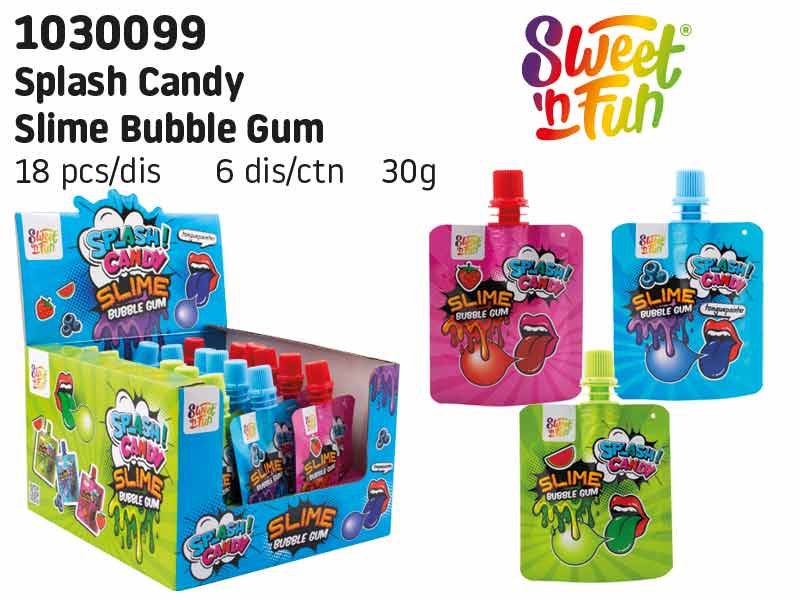 Splash Candy Slime Bubble Gum - jedlý sliz měnící se na žvýkačku 30g