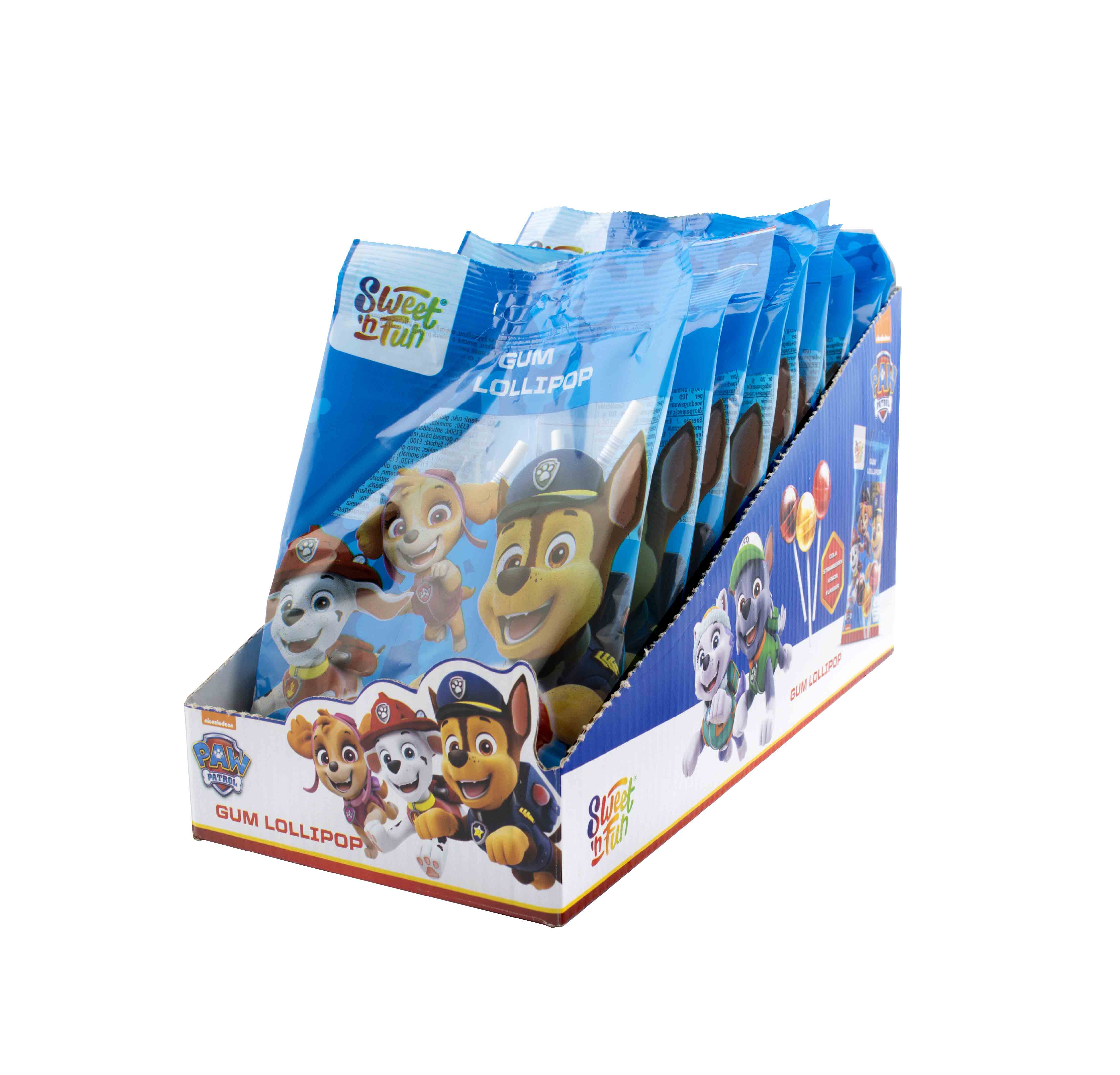 Paw Patrol Gum Lollipop bag - lízátka se žvýkačkou v sáčku 90g
