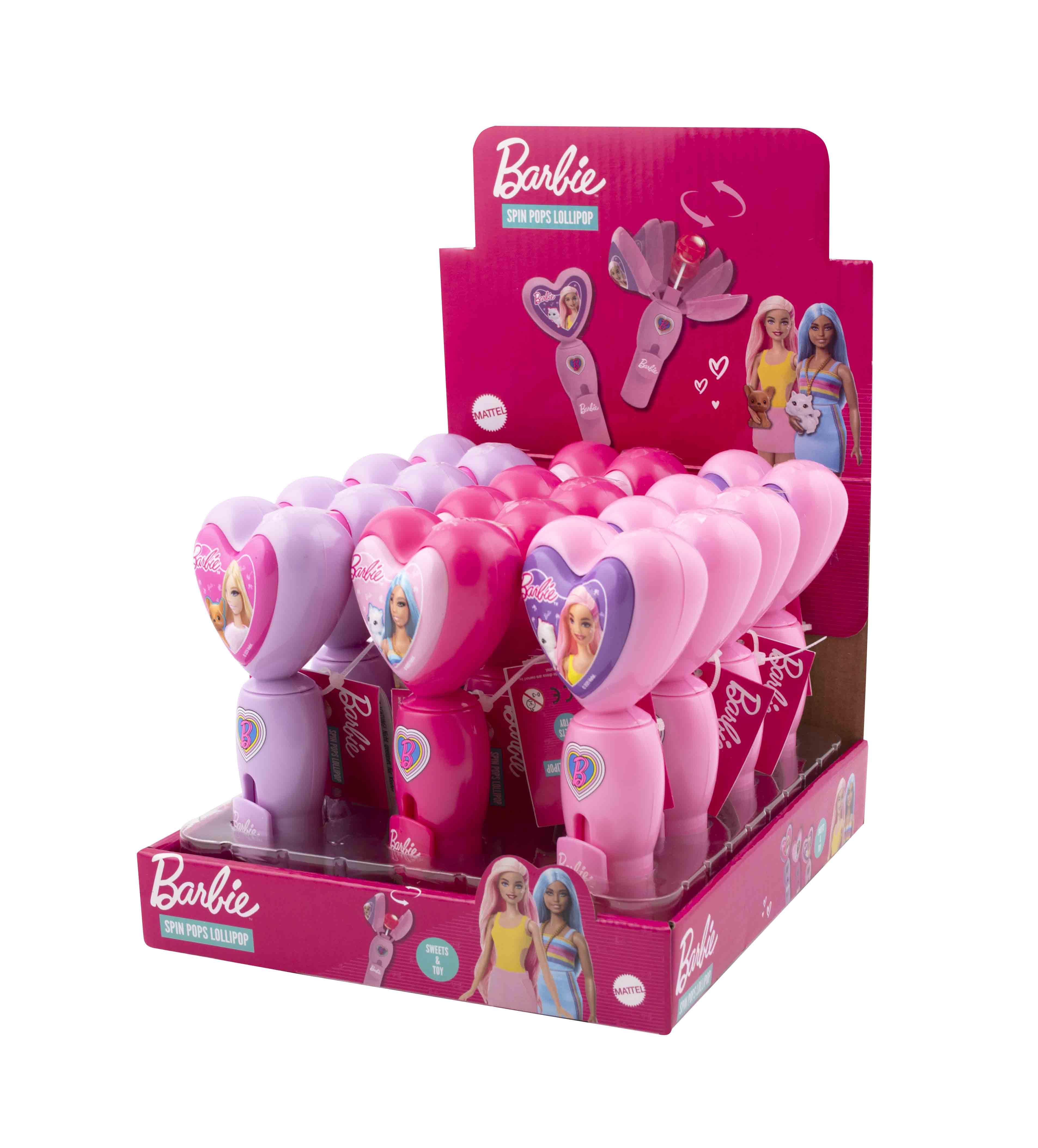 Barbie Spin Pop - zásobník na lízátka s lízátkem 8g
