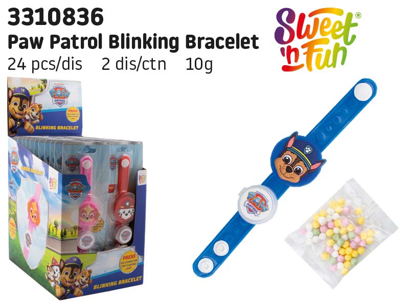 Paw Patrol Blinking Bracelet - blikající náramek s cukrovinkou 10g