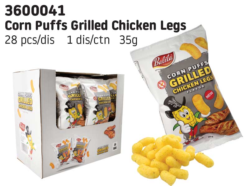 Corn Puffs Grilled Chicken Legs - kukuřičné křupky s příchutí grilovaných kuřecích stehýnek 35g