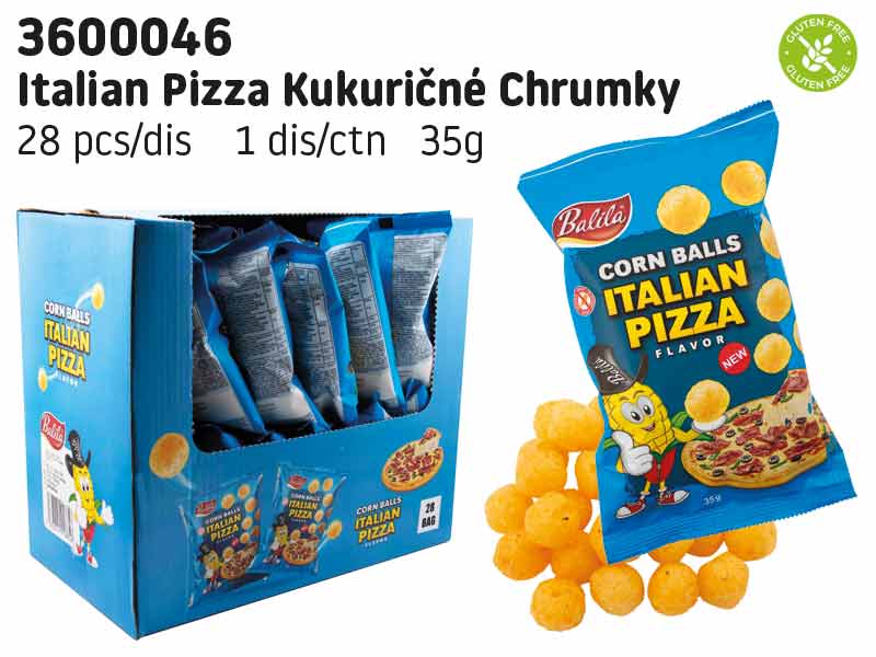 Corn Balls Italian Pizza - křupavé kukuřičné kuličky s příchutí "italská pizza" 35g