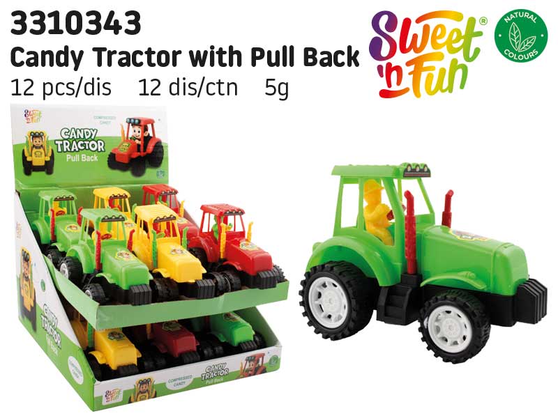 Candy tractor - natahovací traktor s cukrovinkou 5g