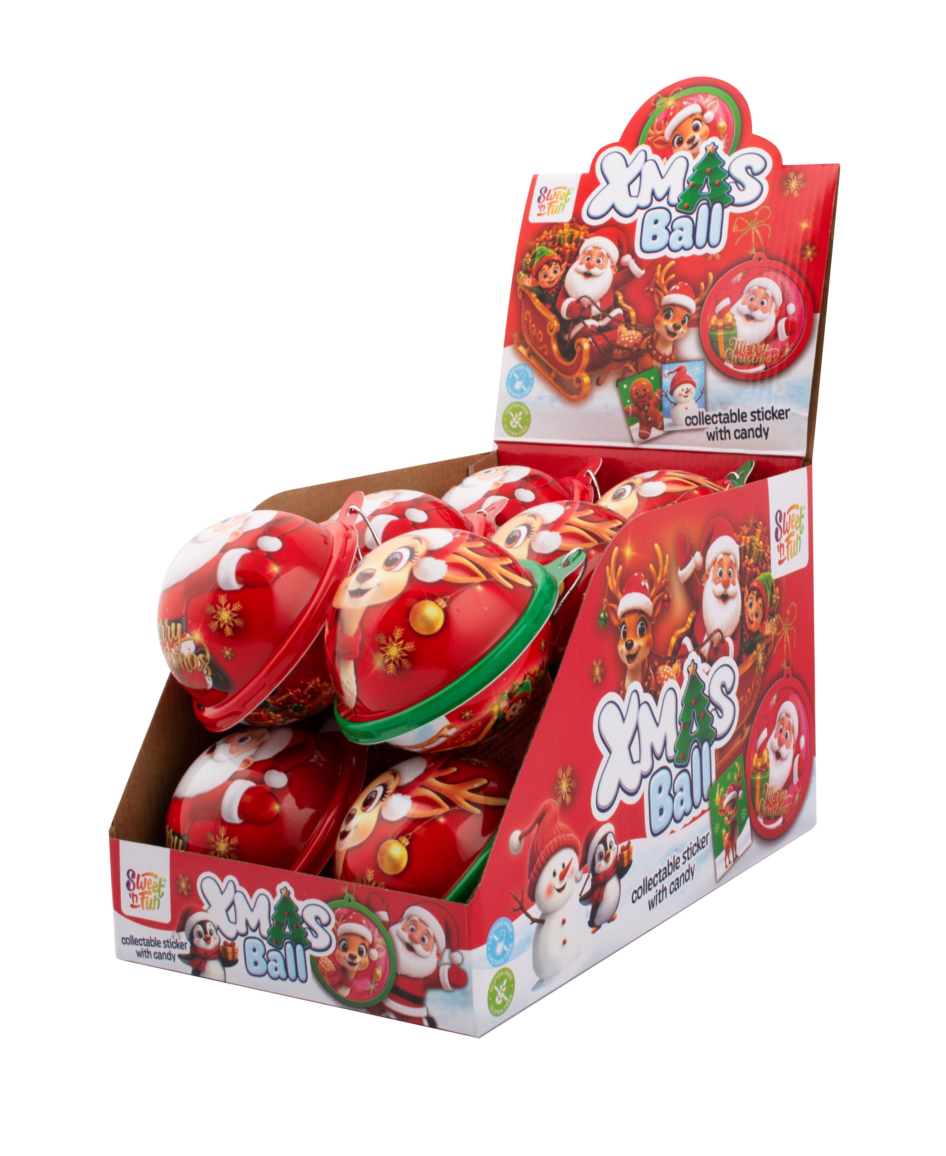 Xmas candy ball - vánoční ozdoba s želé a samolepkou 10g